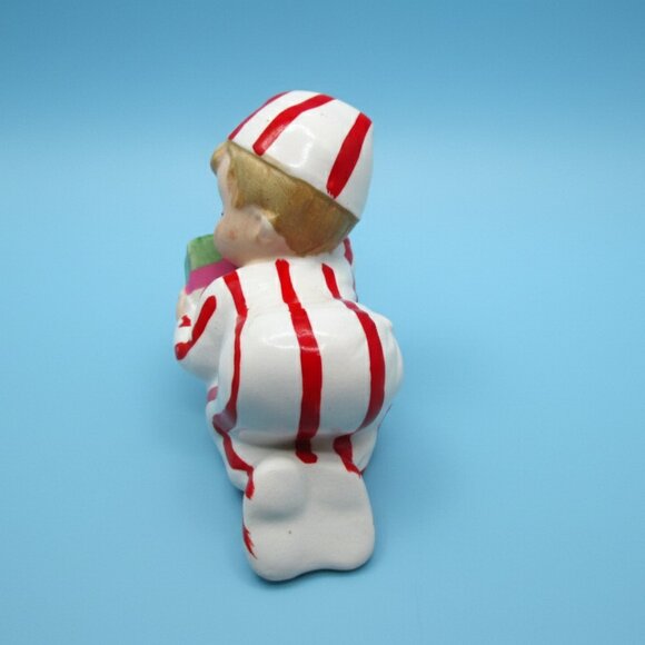 Rare Vintage INARCO Christmas Figurine E-4498 Sleeping Boy Candy Cane PJ Japan - Picture 4 of 11